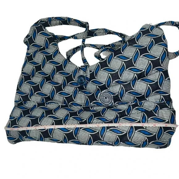 Quilted blue black white boho print large lightweight crossbody - Picture 6 of 7